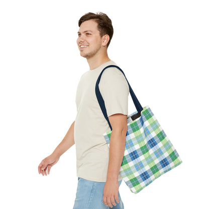 Spring Mist Plaid Tote Bag - Tote Your Essentials in Style - Fresh Plaid for Bright Days! Available in 3 sizes.