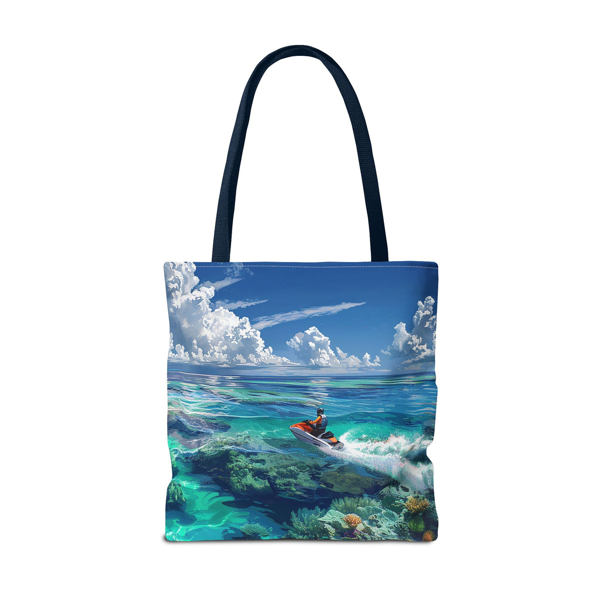 Jet Ski Tropical Paradise Tote Bag - Carry the Coastline - Where Adventure Meets Accessories! Available in 3 sizes.
