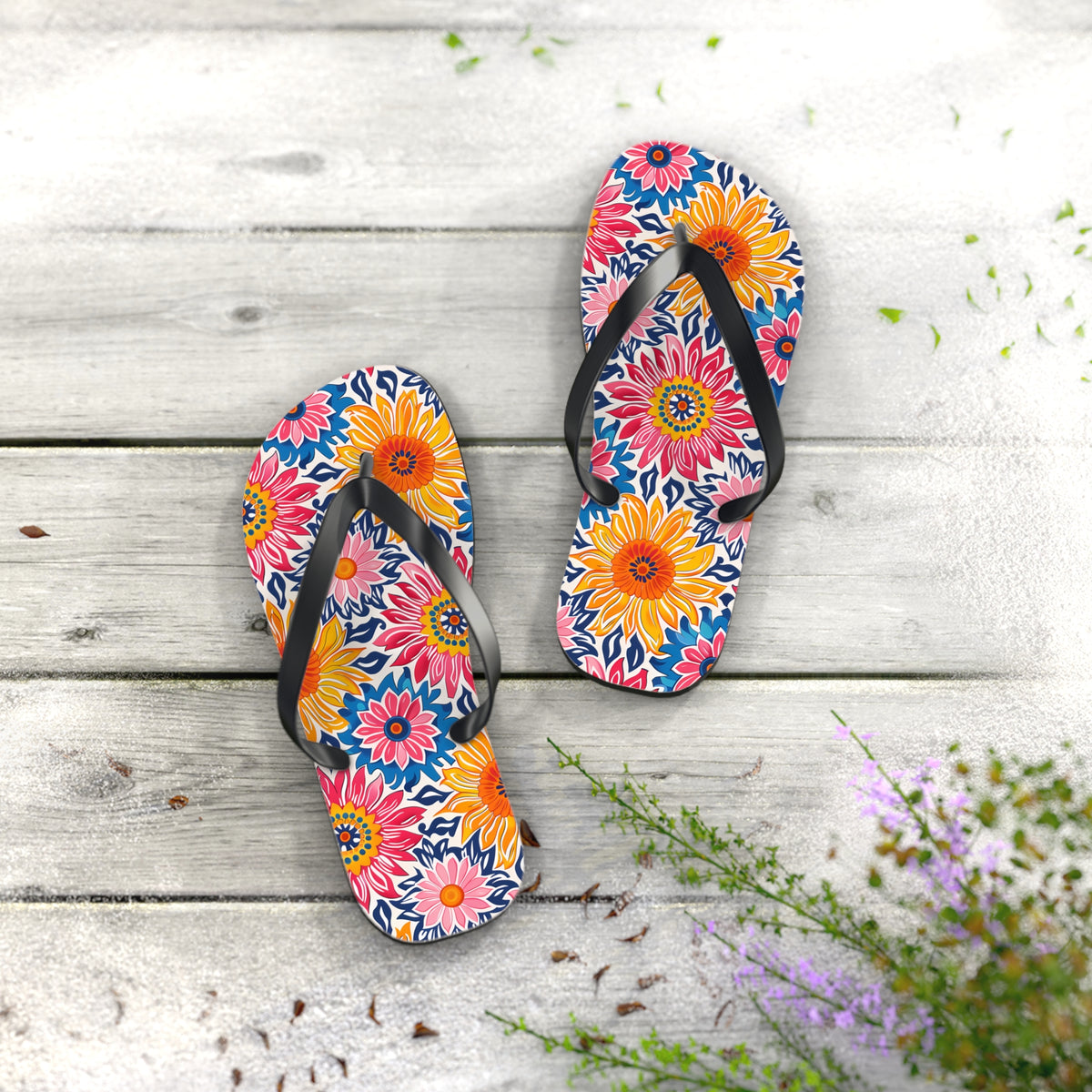 Sunsplash Petals Flip Flops. 5/8" Thick Comfortable Summer or Winter Gym/Sauna Footwear for Men and Women.