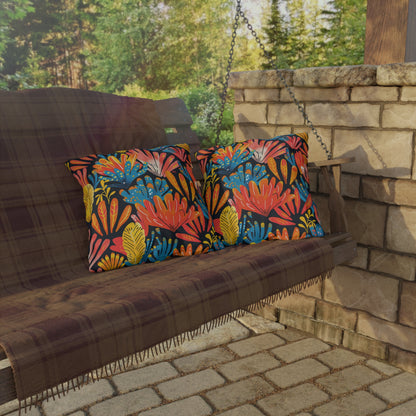 Coral Plume Square Outdoor Pillow - Spun Polyester - Double-Sided Print - UV-Resistant - Water-Resistant - Available in 3 sizes.