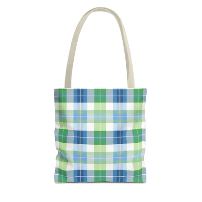 Spring Mist Plaid Tote Bag - Tote Your Essentials in Style - Fresh Plaid for Bright Days! Available in 3 sizes.