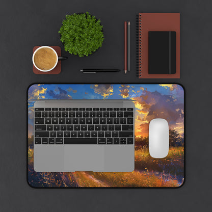 Golden Sunset Ride Desk Mat (Desk Pad) - Pedal Through Paradise with Every Task! Available in 3 sizes.