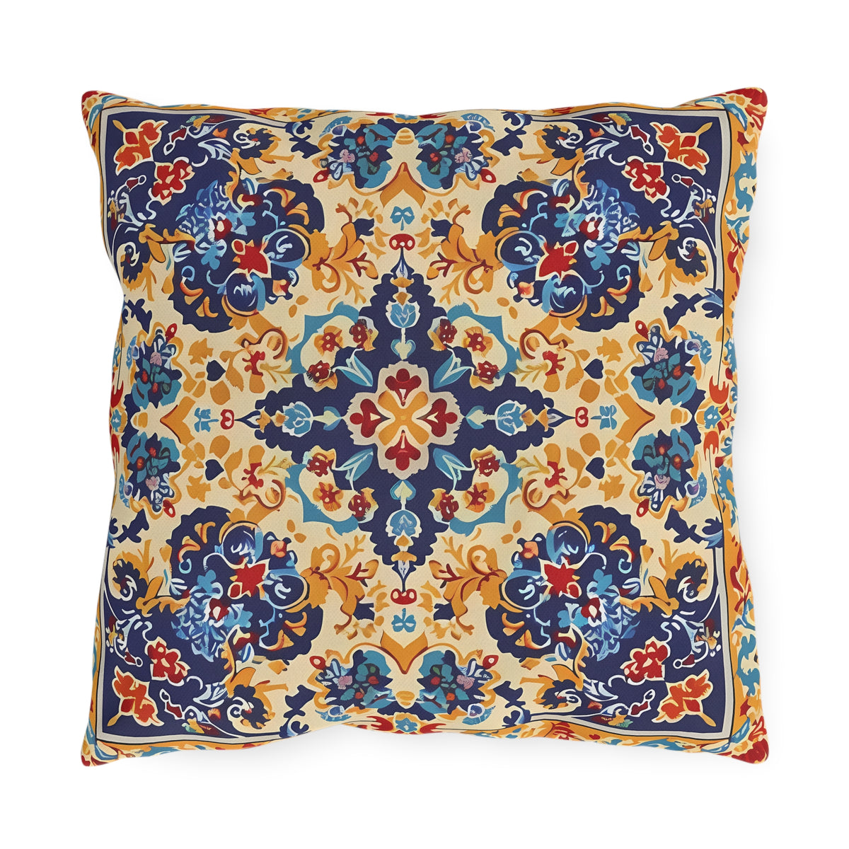 Moorish Elegance Square Outdoor Pillow - Spun Polyester - Double-Sided Print - UV-Resistant - Water-Resistant - Available in 3 sizes.