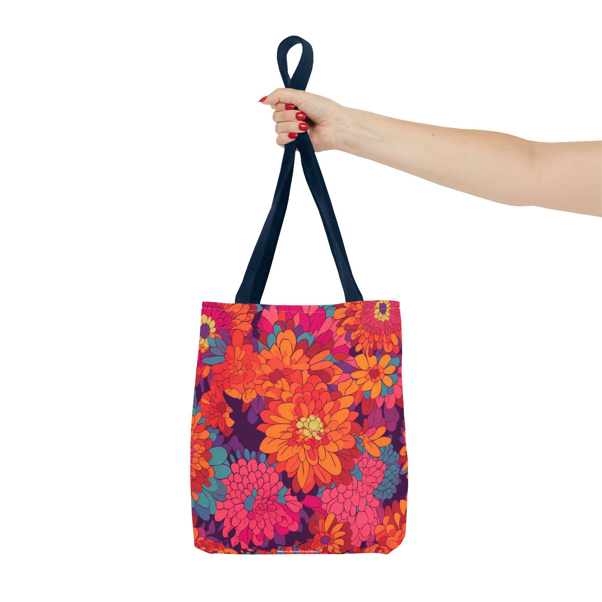 On Fire Flower Power Tote Bag - Bring Electrifying 60s Groovy Flowers on Your Next Adventure! Available in 3 sizes.