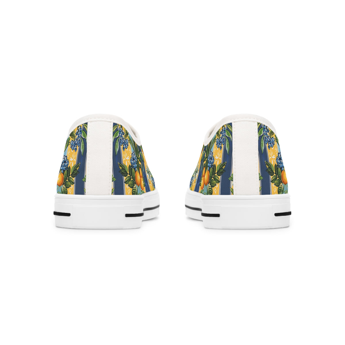 Sunny Orchard Stripes Ladies' Low Top Sneakers - Wake Up Your Wardrobe – Where Fruity Freshness Meets Classic Charm!