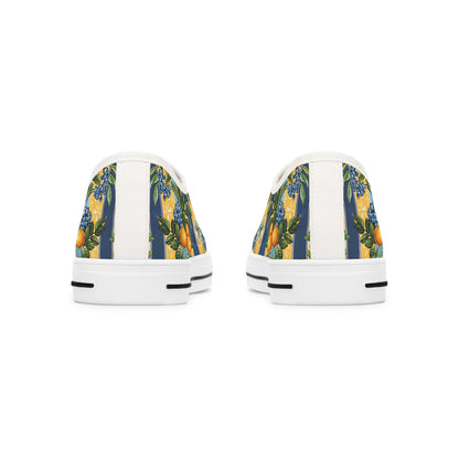 Sunny Orchard Stripes Ladies' Low Top Sneakers - Wake Up Your Wardrobe – Where Fruity Freshness Meets Classic Charm!