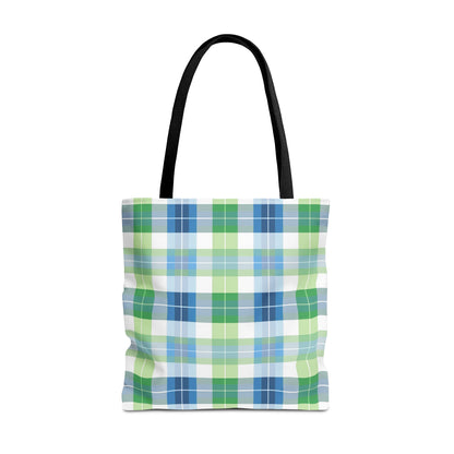 Spring Mist Plaid Tote Bag - Tote Your Essentials in Style - Fresh Plaid for Bright Days! Available in 3 sizes.