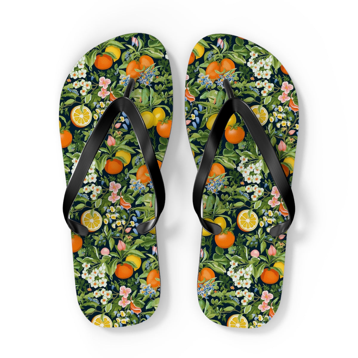 Noble Citrus Mosaic Flip Flops - 5/8" Thick Comfortable Summer or Winter Gym/Sauna Footwear for Men, Women.