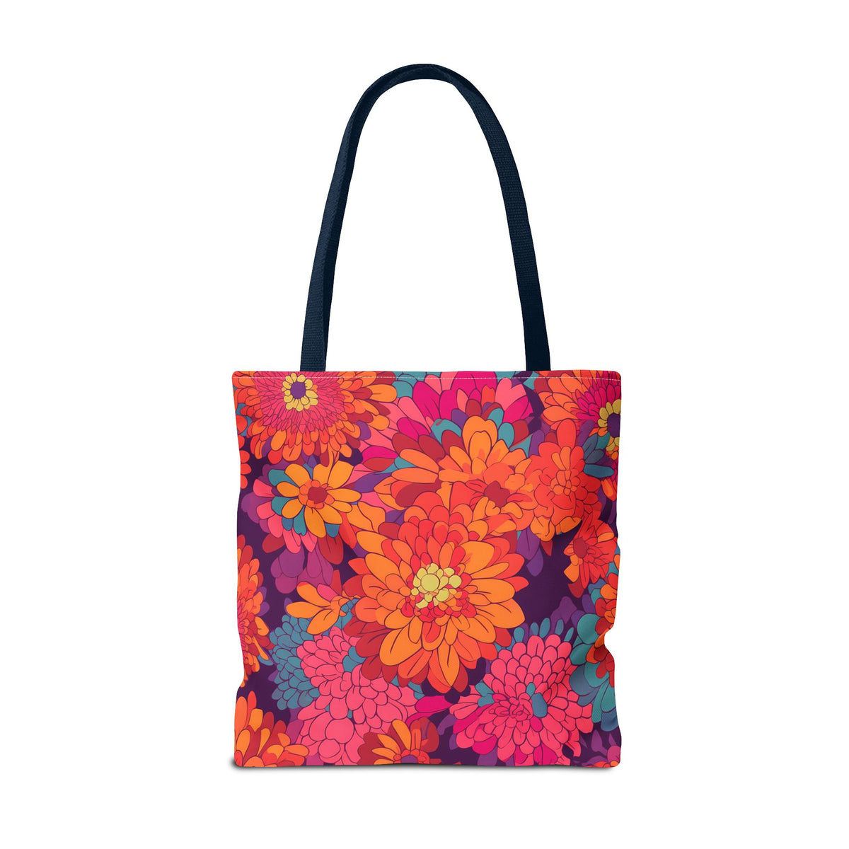 On Fire Flower Power Tote Bag - Bring Electrifying 60s Groovy Flowers on Your Next Adventure! Available in 3 sizes.