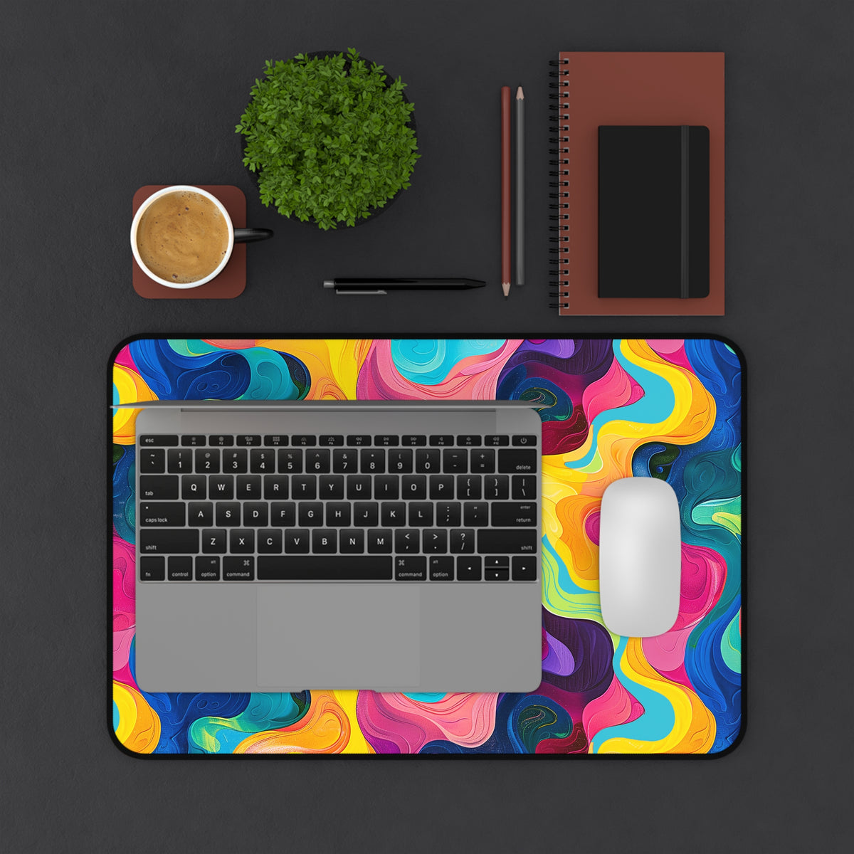 Wavelength Wonder Desk Mat (Desk Pad) - Let Waves of Color Energize Your Workspace! Available in 3 sizes.
