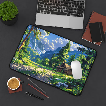 Dreams of a High Mountain Log Cabin Desk Mat (Desk Pad) - Escape to the Mountains on Your Desktop - Available in 3 sizes.