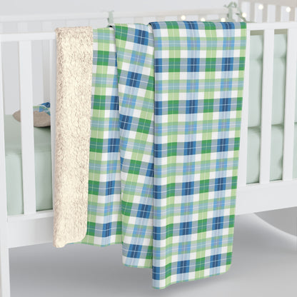 Spring Mist Plaid Sherpa Fleece Blanket - Wrap Yourself in Spring - Cozy Comfort with a Splash of Mist! Available in 2 sizes.