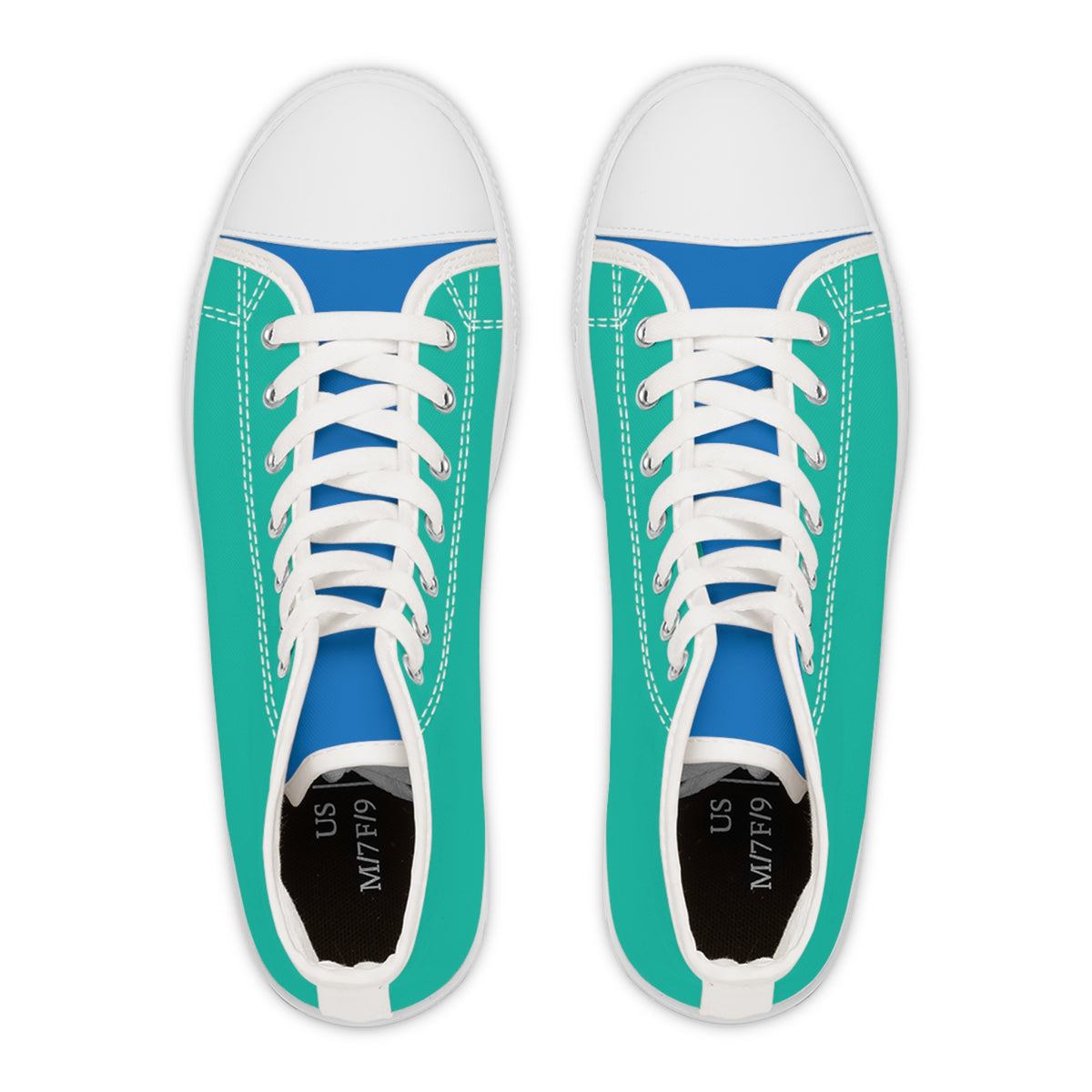 Turquoise Reef Ladies' Two-Tone High Top Sneakers - Where Turquoise Meets Blue – Step into the Tranquility of the Ocean!