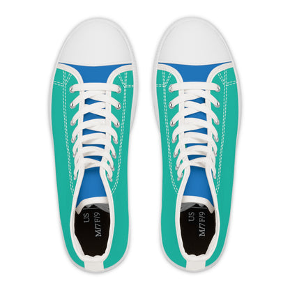 Turquoise Reef Ladies' Two-Tone High Top Sneakers - Where Turquoise Meets Blue – Step into the Tranquility of the Ocean!