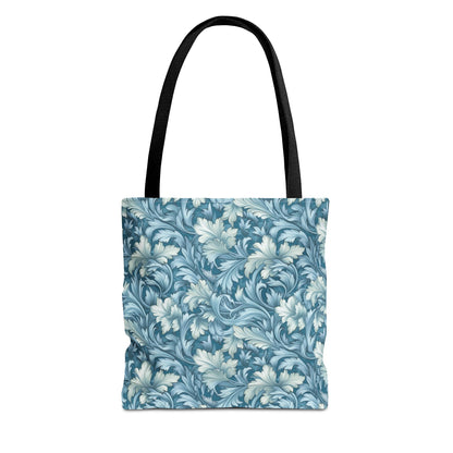 Soft Blue Leaf Tapestry Tote Bag - Leaf Through History with Every Carry! Available in 3 sizes.