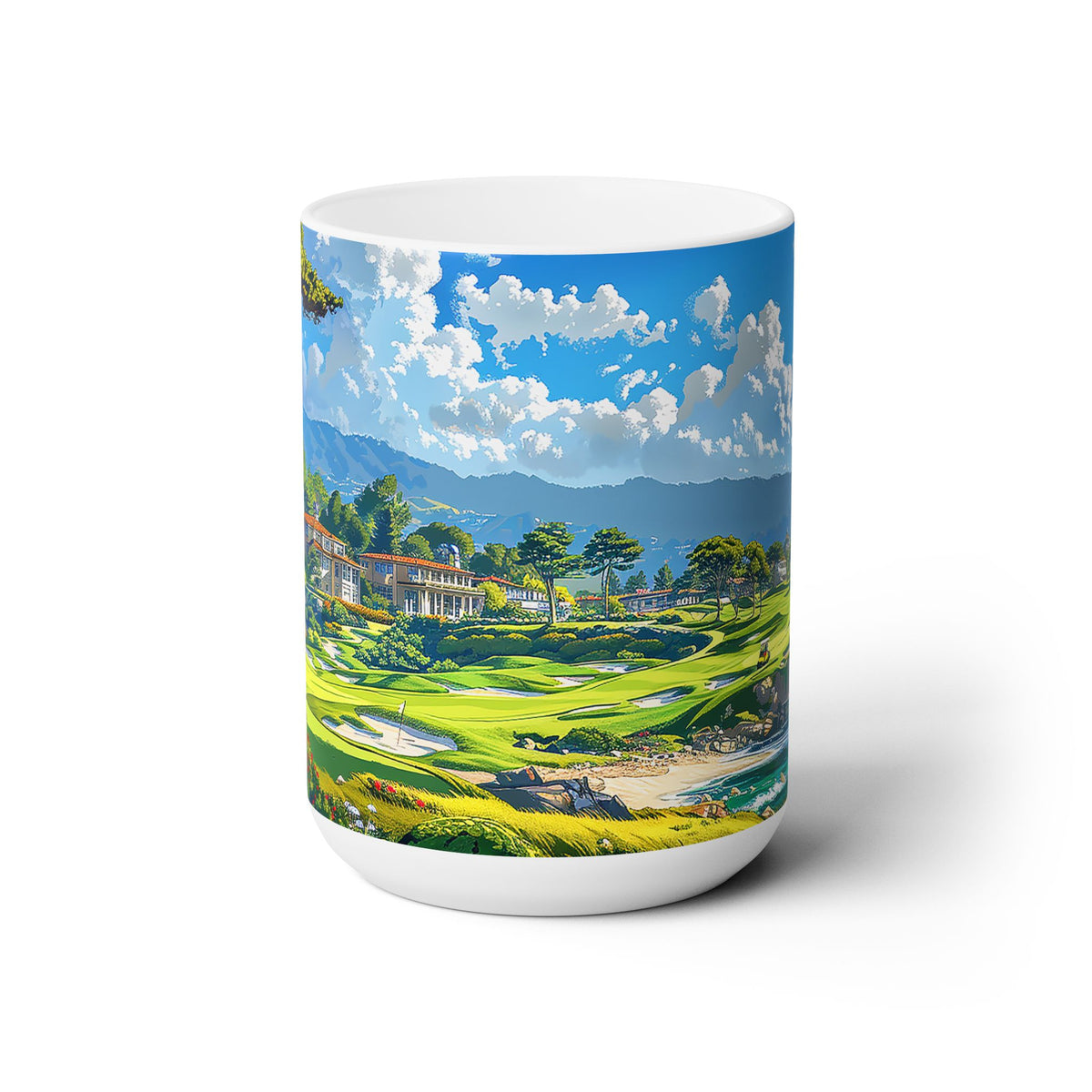 Pacific Cypress Golf Retreat Ceramic Mug - 15 oz - Sip in Style with our Coastal Golf Mug!