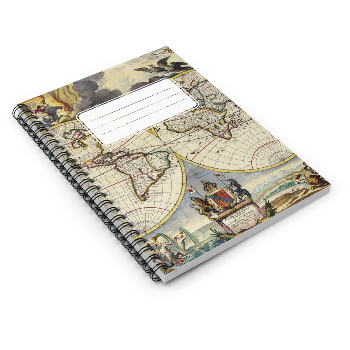Old World Map with Label Chic Spiral Notebook - Ruled Line - Chart Your Journey: Explore the World with Every Page!