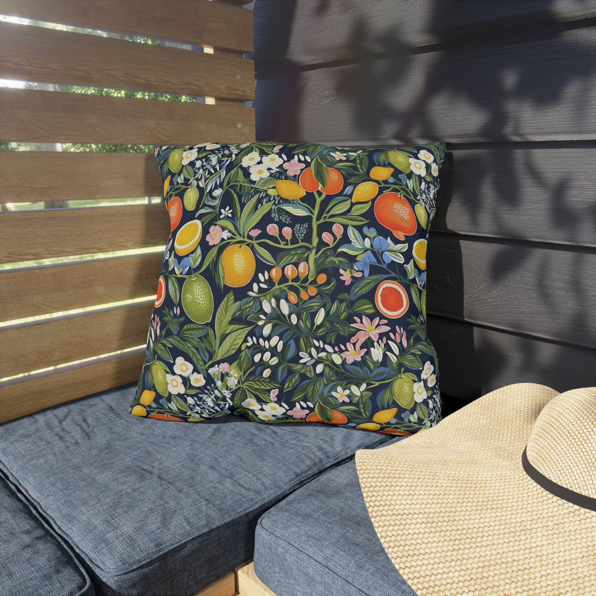 Magical Fruitiness Square Outdoor Pillow - Spun Polyester - Double-Sided Print - UV-Resistant - Water-Resistant - Available in 3 sizes.