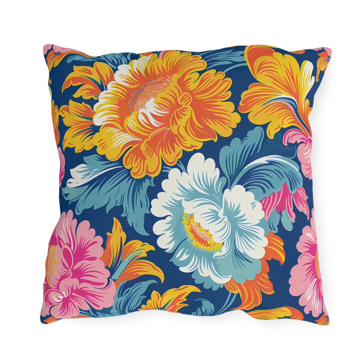 Chintz Charm Square Outdoor Pillow - Spun Polyester - Double-Sided Print - UV-Resistant - Water-Resistant - Available in 3 sizes.