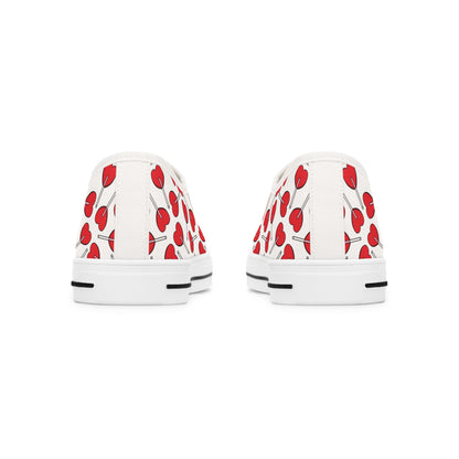 Sweetheart Lollipops Ladies' Low Top Sneakers - Step into Whimsey with Every Move - Where Love Meets Fun!