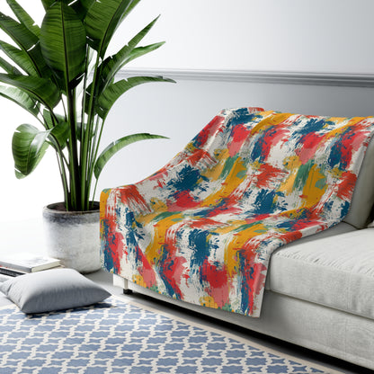 Paint Splash Palette Sherpa Fleece Blanket - Wrap Yourself in Art! Available in 2 sizes.