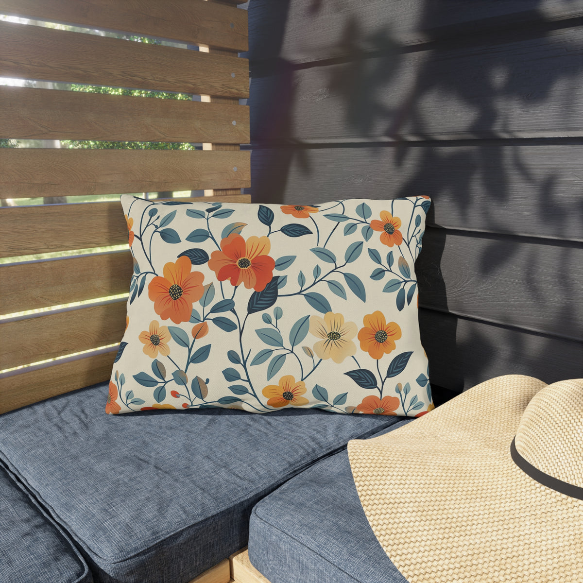 Amber Breeze Outdoor Lumbar Pillow - Spun Polyester - Double-Sided Print - UV-Resistant - Water-Resistant - Lumbar Size: 20" x 14"