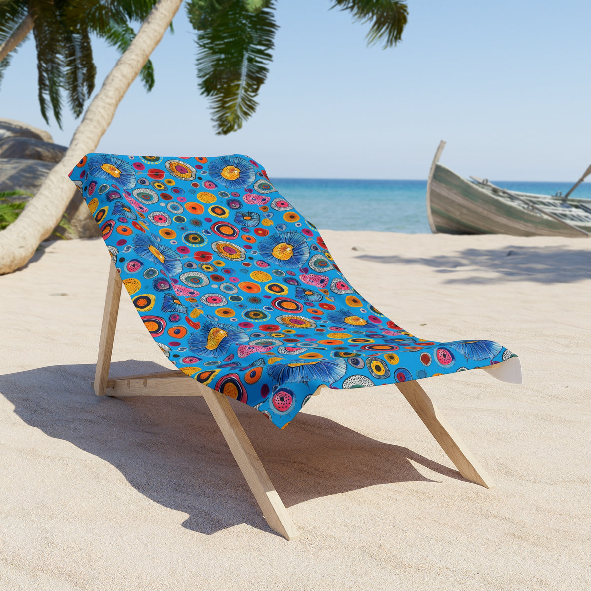 Primordial Sea Life Luxurious Beach Towel - Towel Off in Bright Blue Sea Colors! Available in 2 sizes.