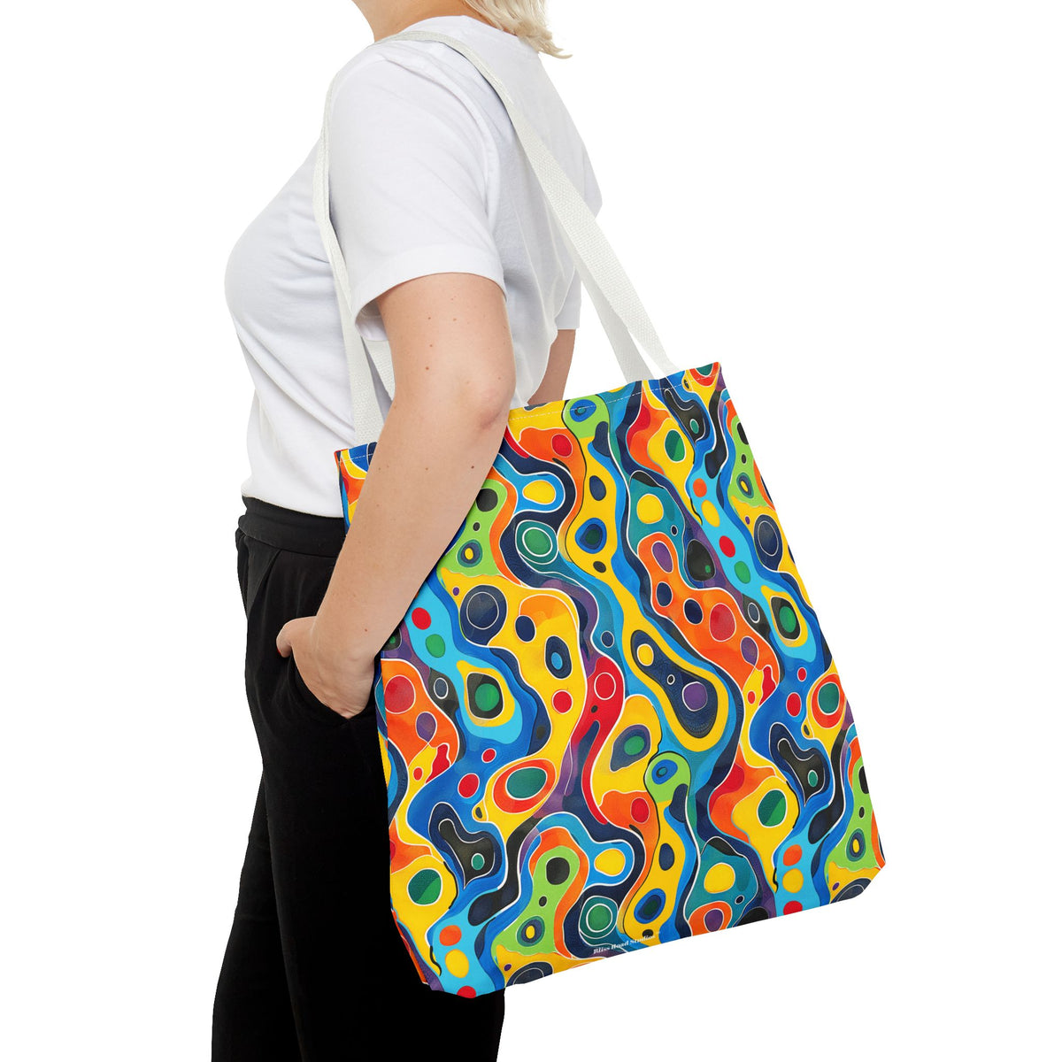 Groovy Splash Tote Bag - Unleash Your Inner Groove with a Splash of Color! Available in 3 sizes.