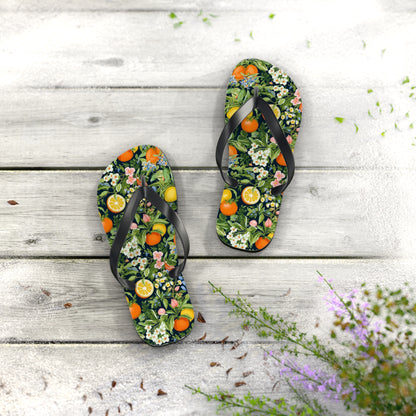 Noble Citrus Mosaic Flip Flops - 5/8" Thick Comfortable Summer or Winter Gym/Sauna Footwear for Men, Women.