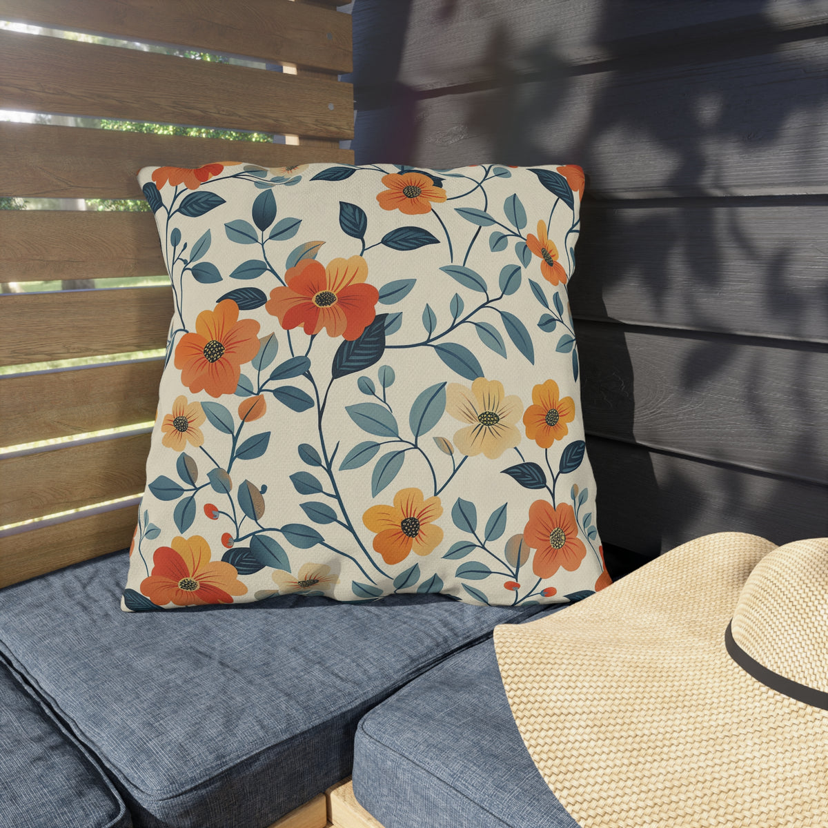 Amber Breeze Square Outdoor Pillow - Spun Polyester - Double-Sided Print - UV-Resistant - Water-Resistant - Available in 3 sizes.