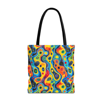Groovy Splash Tote Bag - Unleash Your Inner Groove with a Splash of Color! Available in 3 sizes.