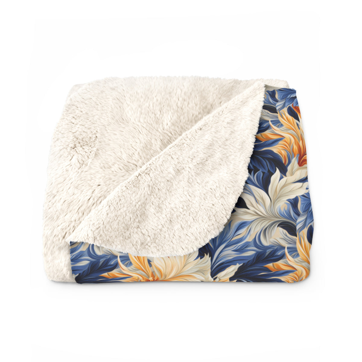 Feathered Fresco Fusion Sherpa Fleece Blanket - Wrap Yourself in Whimsy - A Tapestry of Comfort and Style! Available in 2 sizes.