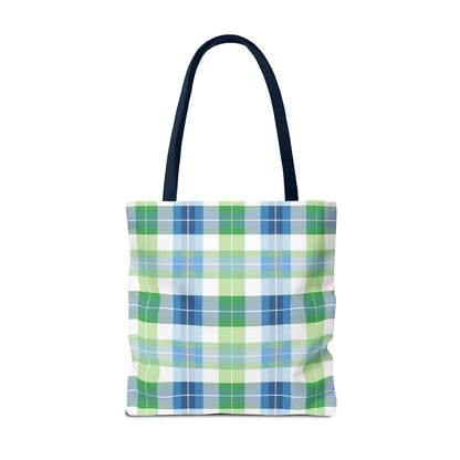 Spring Mist Plaid Tote Bag - Tote Your Essentials in Style - Fresh Plaid for Bright Days! Available in 3 sizes.