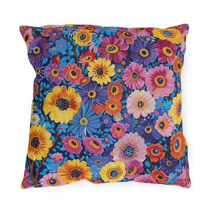 Midnight Garden Whimsy Square Outdoor Pillow - Spun Polyester - Double-Sided Print - UV-Resistant - Water Resistant - Available in 3 sizes.