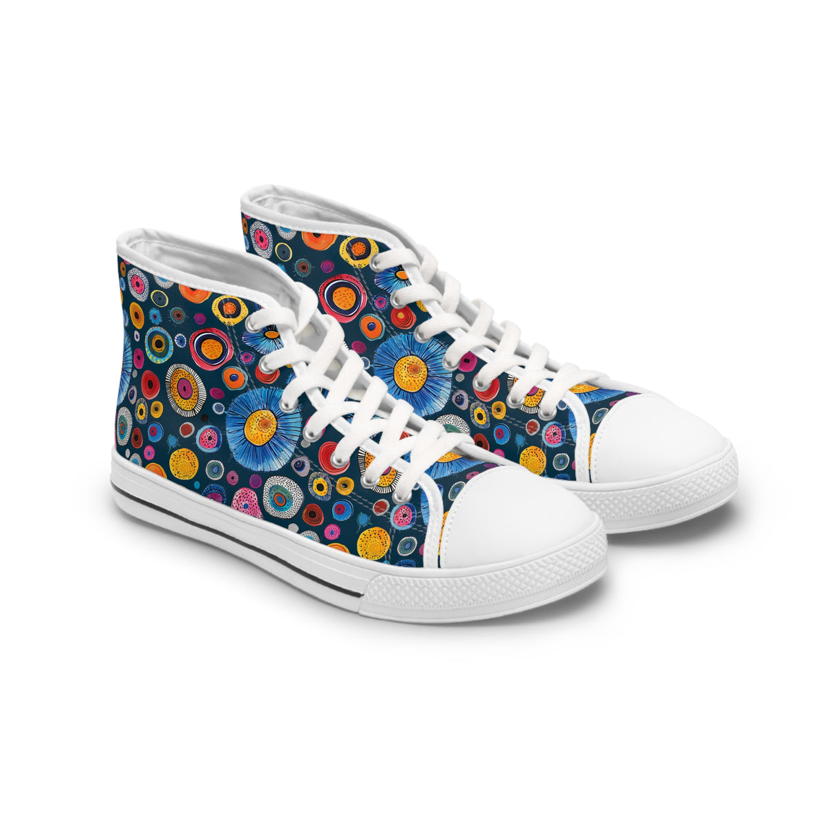 Primordial Space Life Ladies' High Top Sneakers - Explore the Tiny Wonders – Where Science Meets Style!