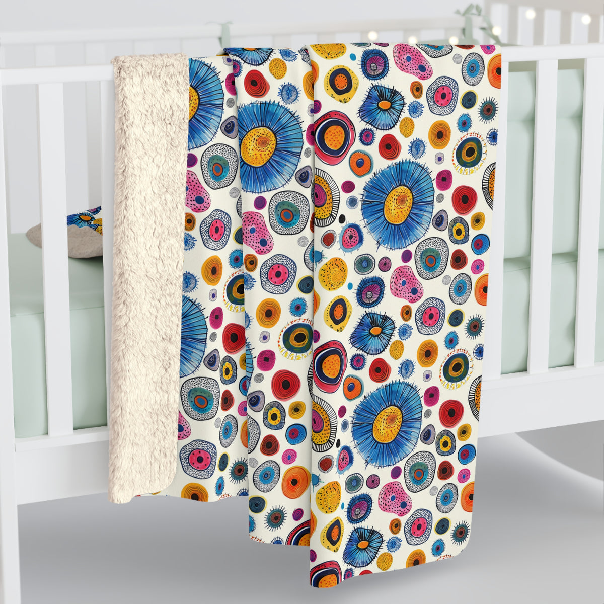 Primordial Desert Life Sherpa Fleece Blanket - Embrace the Enigma: Primordial Desert Life - Wrap Yourself in the Mysteries of the Microscope! Available in 2 sizes.