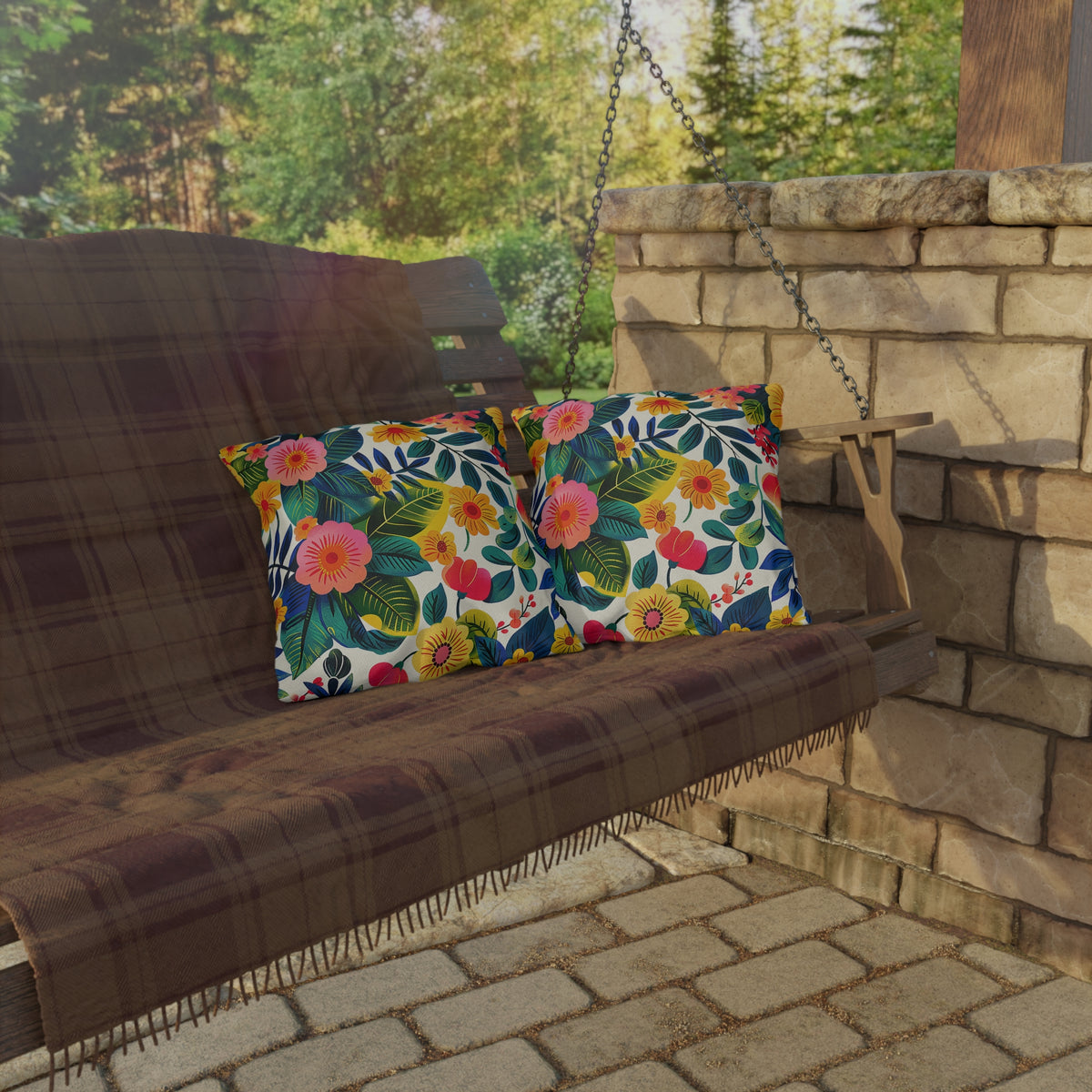 Blossom Bliss Square Outdoor Pillow - Spun Polyester - Double-Sided Print - UV-Resistant - Water-Resistant - Available in 3 sizes.