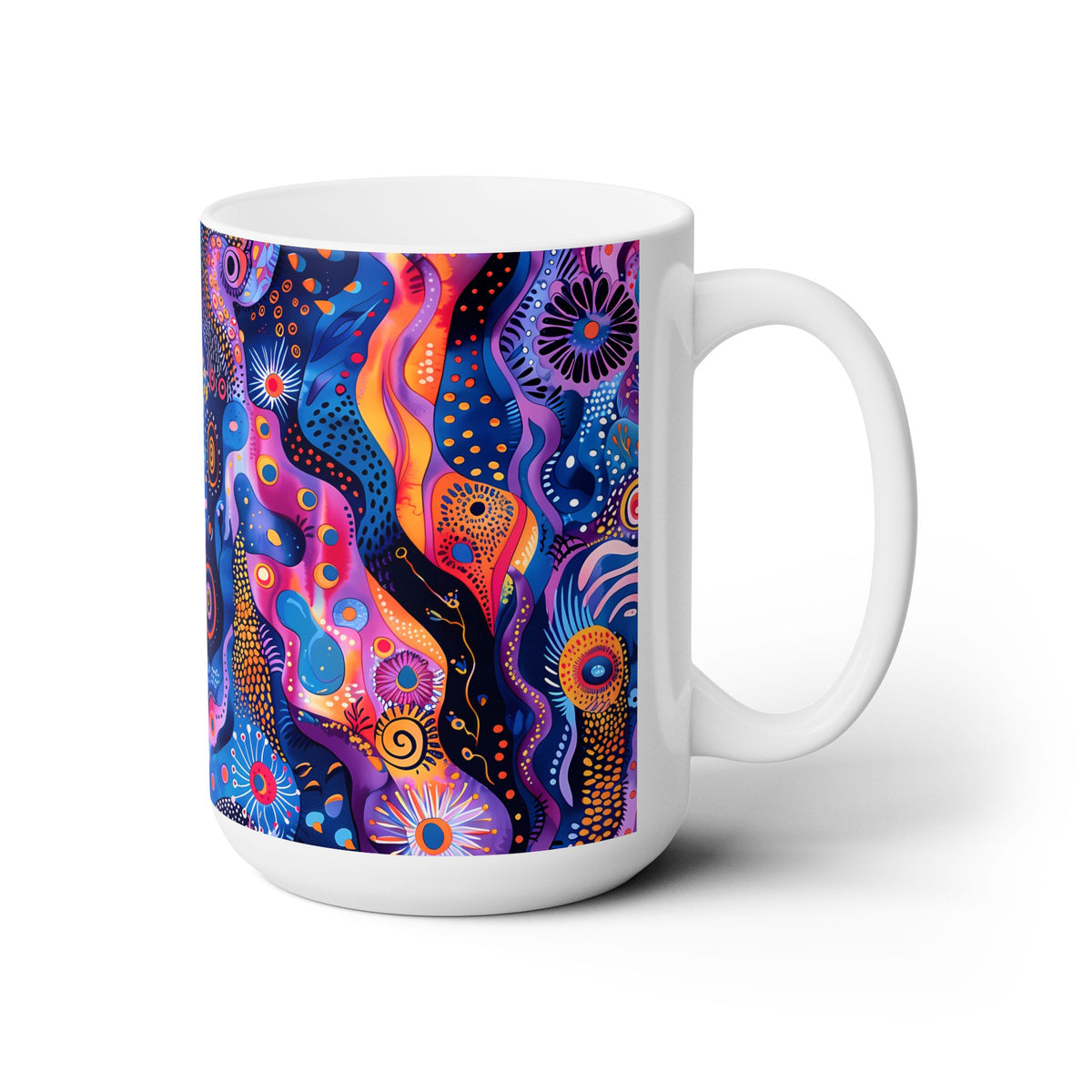 Purple Craziness Ceramic Mug 15 oz. Sip in Style - Vibrancy in Every Cup!