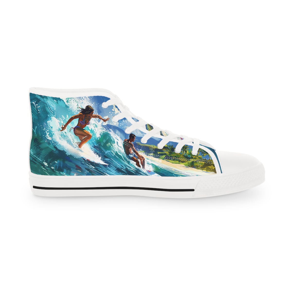 Wave Rider Men's High Top Sneakers - Ride the Hawaiian Surf!
