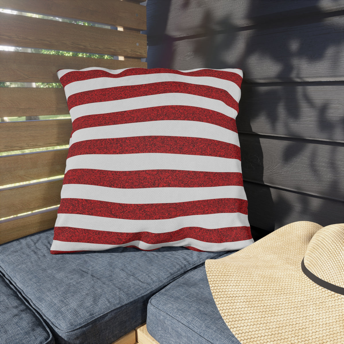 Sparkle Stripes Square Outdoor Pillow - Spun Polyester - Double-Sided Print - Concealed Zipper - Available in 3 sizes.