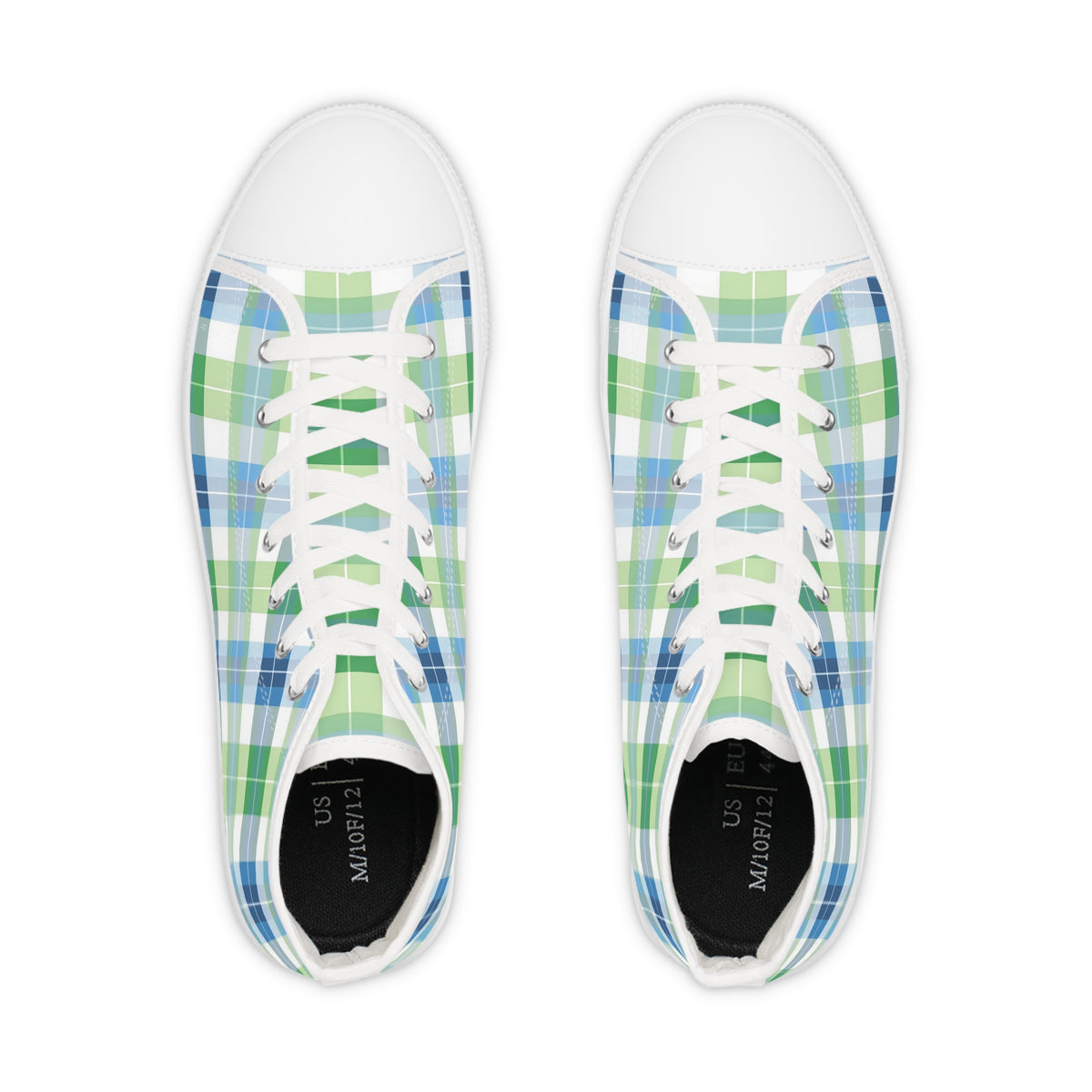 Spring Mist Plaid Men's High Top Sneakers - Elevate Your Step - Step into the Mist!