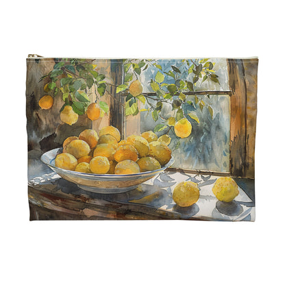 Morning Light on Lemons Accessory Pouch - Bring a Slice of Sun-Kissed Serenity to Your Day! Available in 2 sizes.