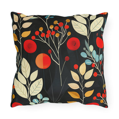 Retro Woodland Whispers Square Outdoor Pillow - Spun Polyester - Double-Sided Print - UV-Resistant - Water-Resistant - Available in 3 sizes.
