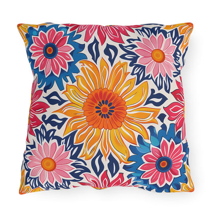 Sunsplash Petals Square Outdoor Pillow - Spun Polyester - Double-Sided Print - UV-Resistant - Water-Resistant - Available in 3 sizes.