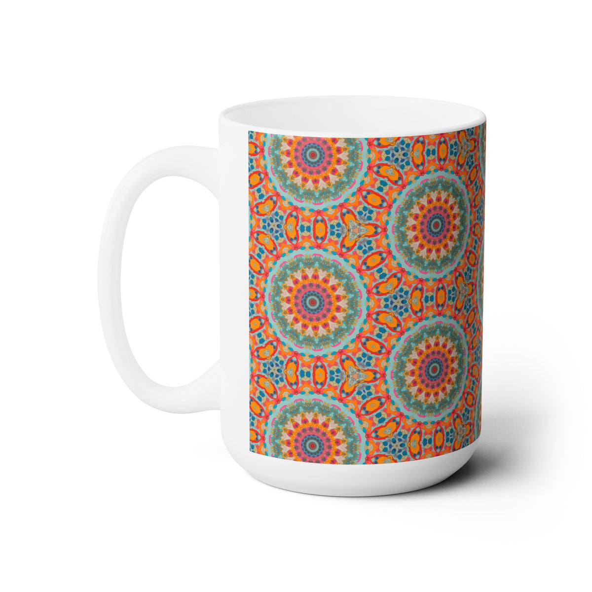Golden Elegance Ceramic Mug - 15 oz - Art on Every Side, Morning Approved.