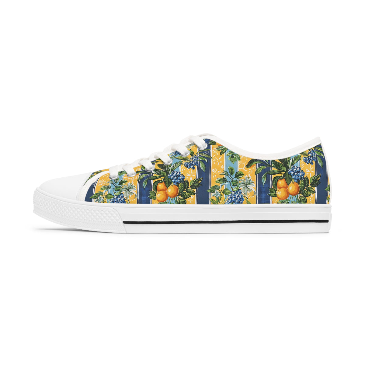 Sunny Orchard Stripes Ladies' Low Top Sneakers - Wake Up Your Wardrobe – Where Fruity Freshness Meets Classic Charm!