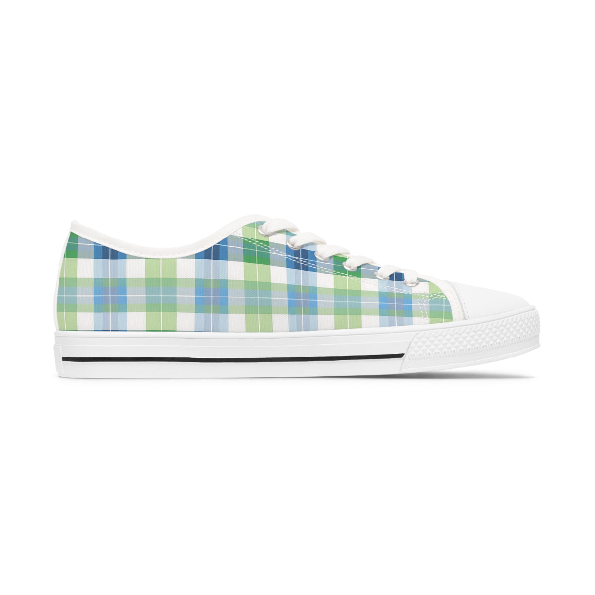 Spring Mist Plaid Ladies' Low Top Sneakers - Sprinkle Your Steps with Spring - Fashion in Full Bloom!