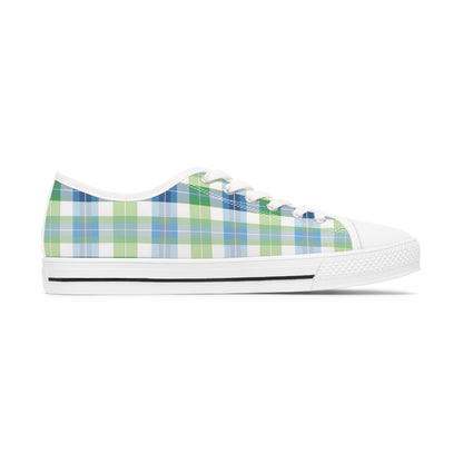 Spring Mist Plaid Ladies' Low Top Sneakers - Sprinkle Your Steps with Spring - Fashion in Full Bloom!