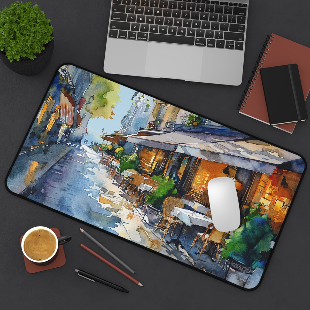 Parisian Bistro Bliss Desk Mat (Desk Pad) - Work in Paris – Where Elegance Meets Productivity! Available in 3 sizes.