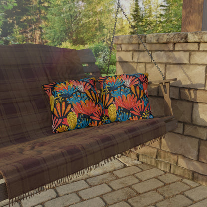 Coral Plume Square Outdoor Pillow - Spun Polyester - Double-Sided Print - UV-Resistant - Water-Resistant - Available in 3 sizes.